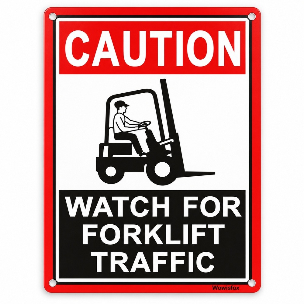 Caution Watch For Forklift Traffic Aluminum Safety Sign Wowisfox 10x14 Red White